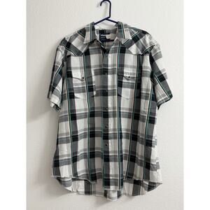Wrangler Western Pearl Snap Shirt Short Sleeve Plaid Men’s XL